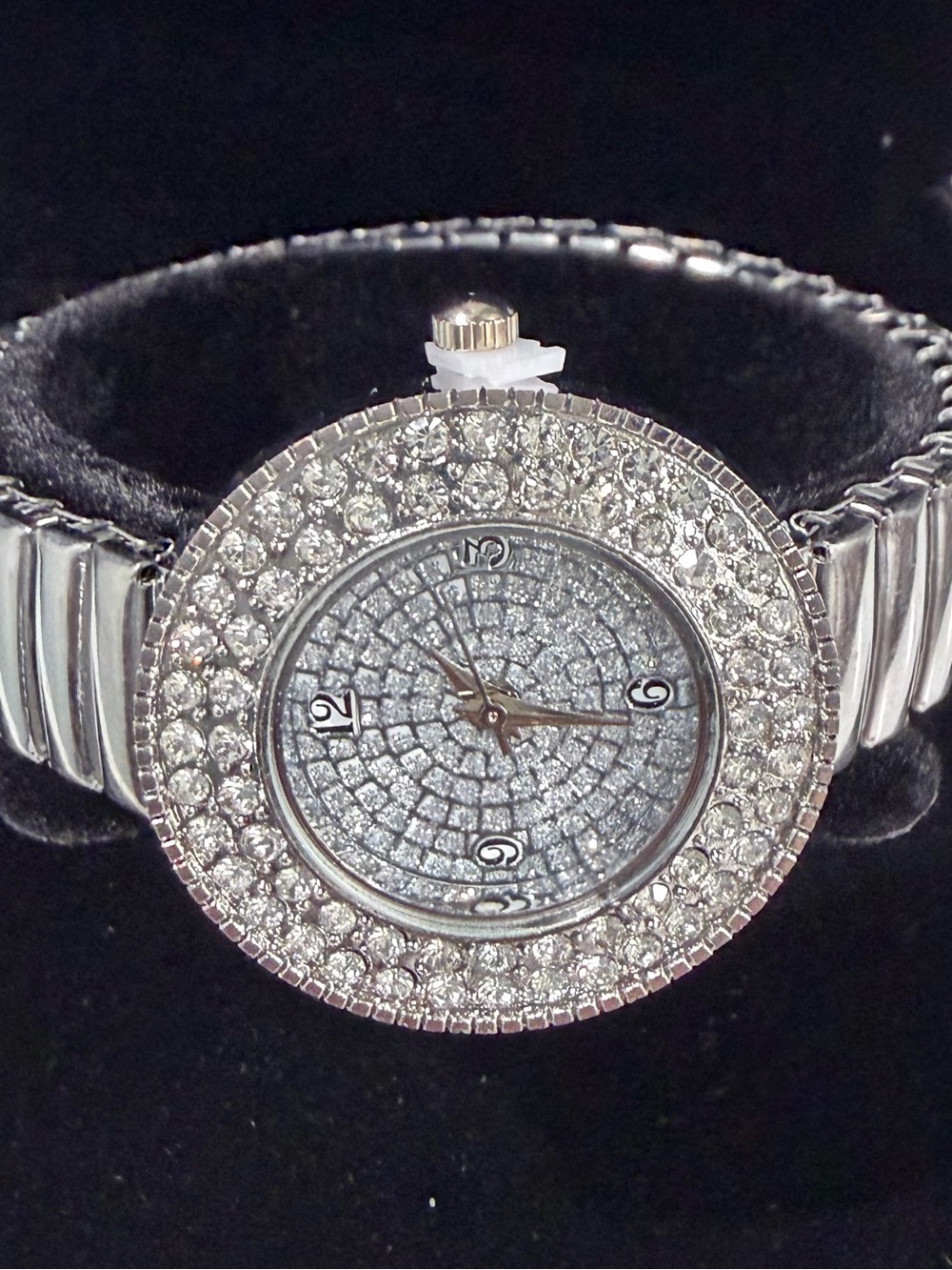 Crystal-Accent Silver Women's Stretch Bracelet Watch